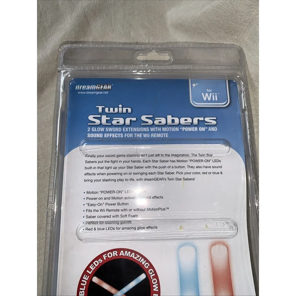 Wii Twin Star Sabers Twin Pack Child Safe Soft Foam LED & Sound Effects NIB IMP